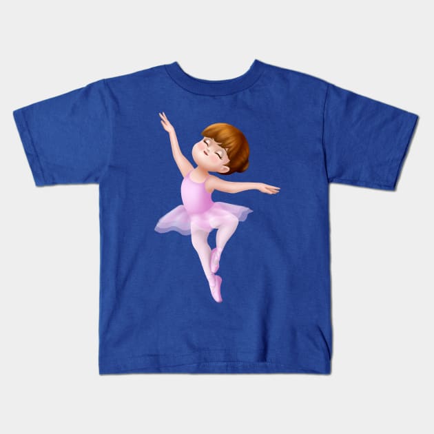 Cute Pink Tutu Ballerina Girl Dancer Kids T-Shirt by Irene Koh Studio